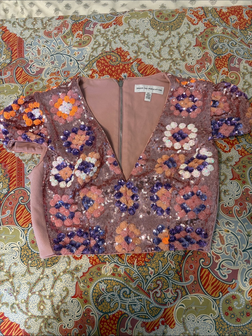 DRESS THE POPULATION SEQUIN TOP- size XS